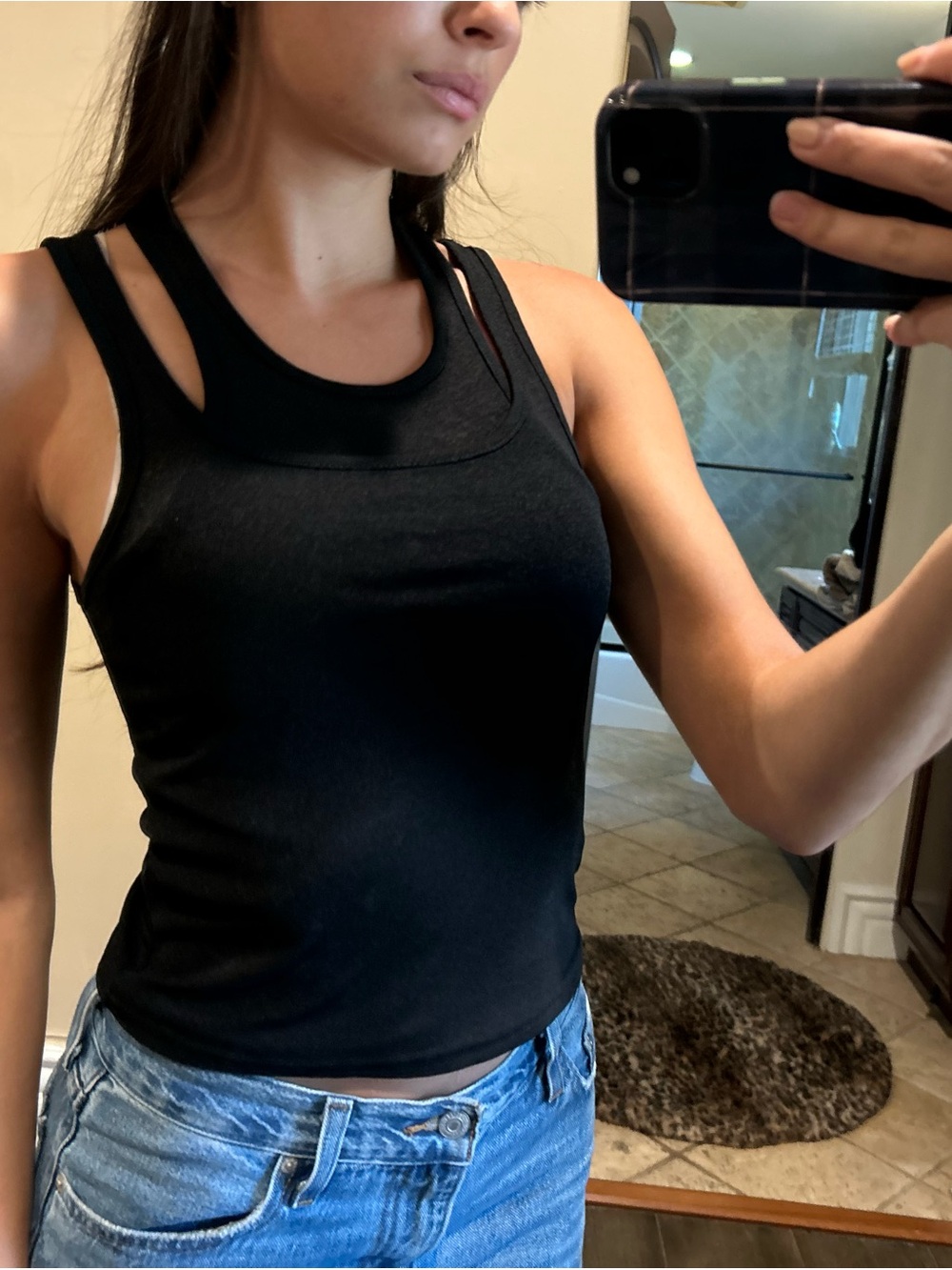 Edikted Black Double-Strap Tank Top